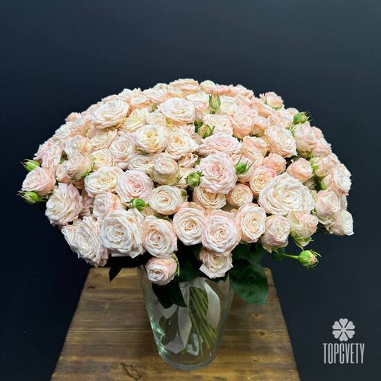 Букет из 51 розовых кустовых пионовидных роз 50см