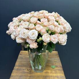 Букет из 35 розовых кустовых пионовидных роз 50см