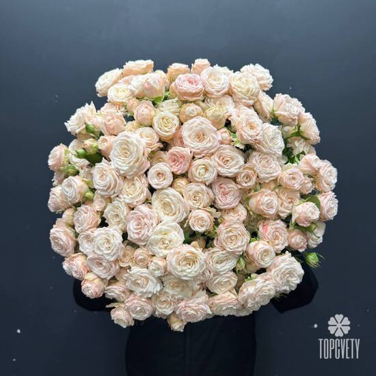 Букет из 35 розовых кустовых пионовидных роз 50см