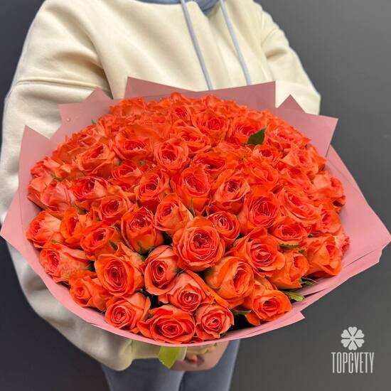 Букет из 75 оранжевых роз 40см
