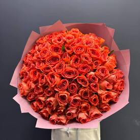 Букет из 75 оранжевых роз 40см