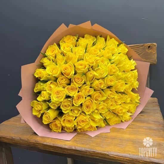 Букет из 75 желтых роз 40 см
