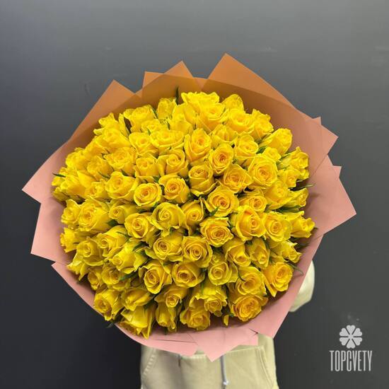 Букет из 75 желтых роз 40 см