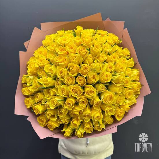 Букет из 101 желтой розы 40см