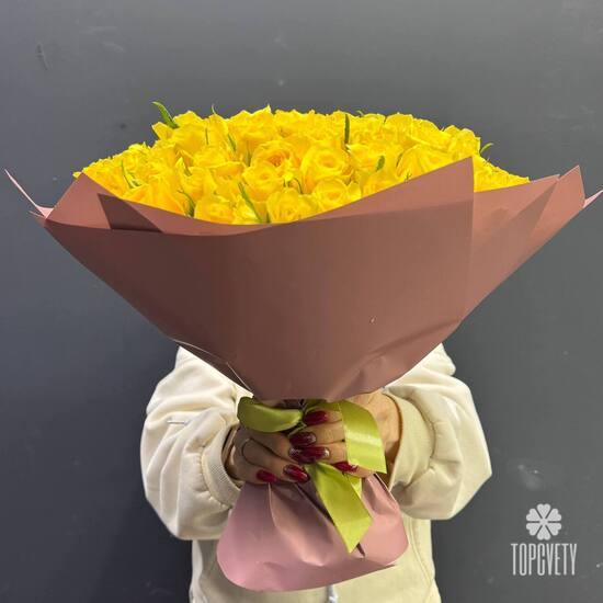 Букет из 101 желтой розы 40см