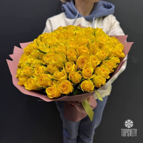 Букет из 101 желтой розы 40см