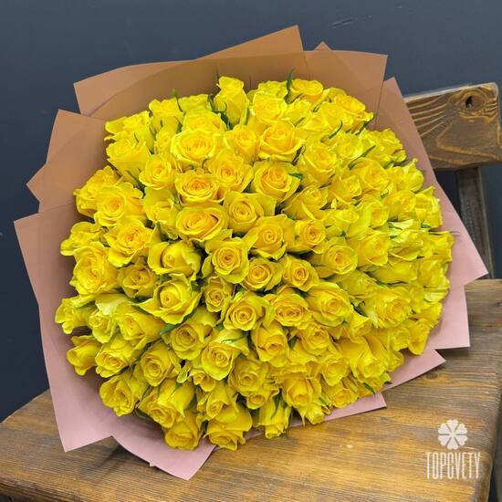Букет из 101 желтой розы 40см