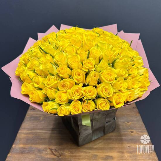 Букет из 101 желтой розы 40см