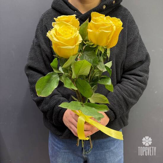 Букет из 5 роз Хай Елоу 50см 