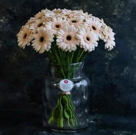 Букет из 21 кремовой герберы