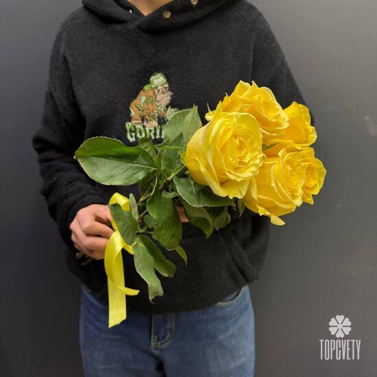 Букет из 7 роз Хай Елоу 50см 