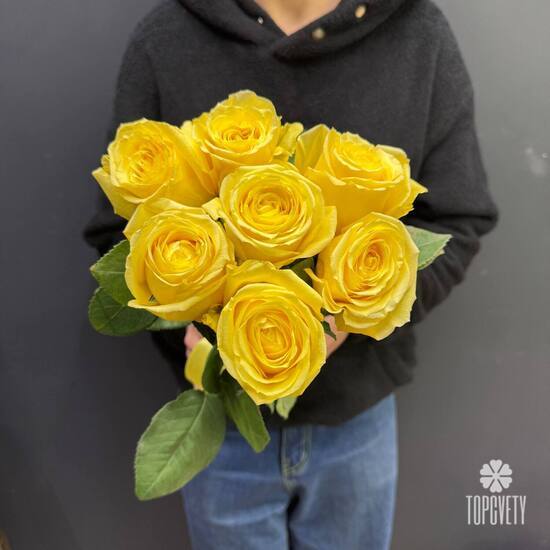 Букет из 7 роз Хай Елоу 50см 