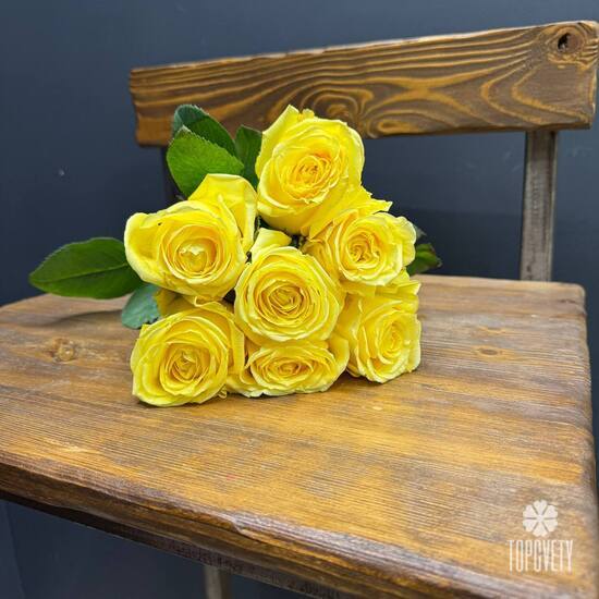 Букет из 9 роз Хай Елоу 50см 