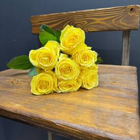 Букет из 9 роз Хай Елоу 50см 