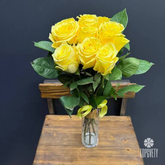 Букет из 11 роз Хай Елоу 50см 