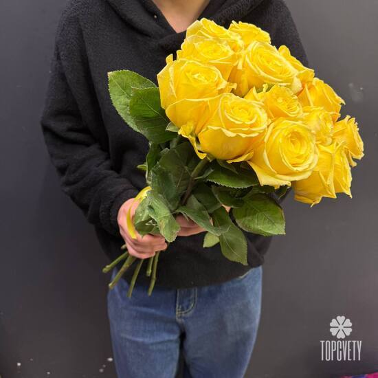 Букет из 13 роз Хай Елоу 50см 