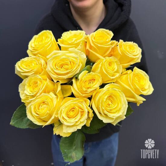 Букет из 13 роз Хай Елоу 50см 