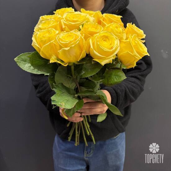 Букет из 13 роз Хай Елоу 50см 