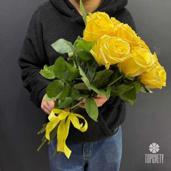 Букет из 15 роз Хай Елоу 50см 