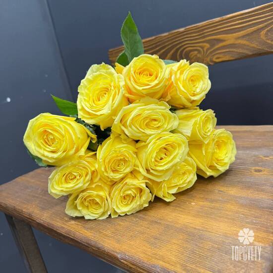 Букет из 15 роз Хай Елоу 50см 