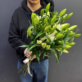 Букет из 9 белых Лилий