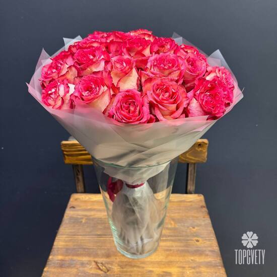 Букет из 21 красных роз Эквадор 50см