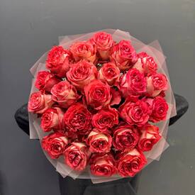 Букет из 25 красных роз Эквадор 50см