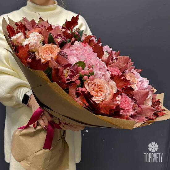 Букет из роз, орхидеи и гортензии Элегия