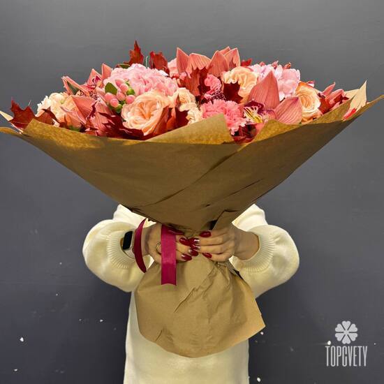 Букет из роз, орхидеи и гортензии Элегия