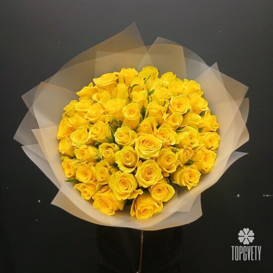 Букет из 51 желтых роз Кения 35см
