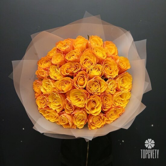 Букет из 51 оранжевых роз Кения 35см