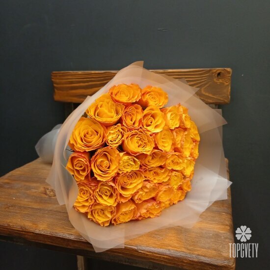 Букет из 51 оранжевых роз Кения 35см