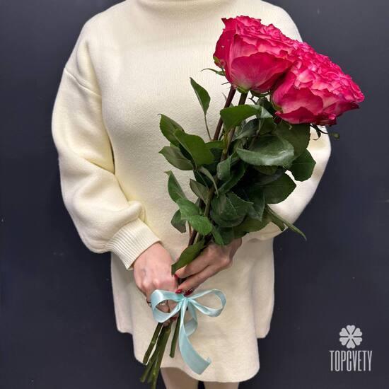 Букет из 5 розовых роз Эквадор 50см