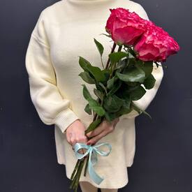 Букет из 5 розовых роз Эквадор 50см