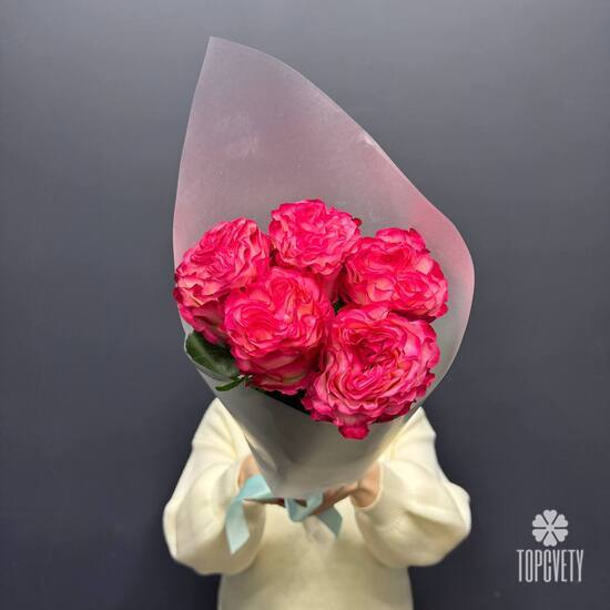 Букет из 5 розовых роз Эквадор 50см