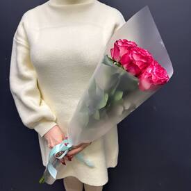 Букет из 5 розовых роз Эквадор 50см