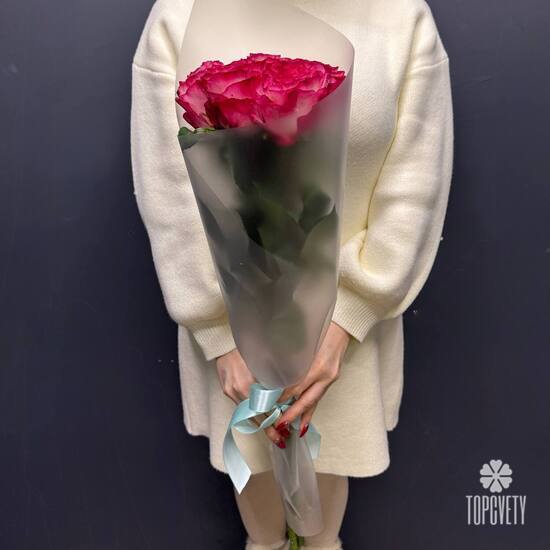 Букет из 5 розовых роз Эквадор 50см