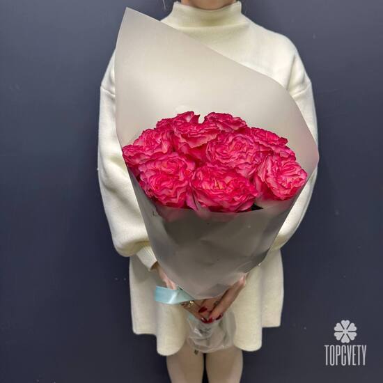 Букет из 9 пионовидных роз Эквадор 50см