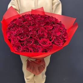 Букет из 51 красной розы Кения 50см