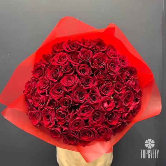 Букет из 51 красной розы Кения 50см