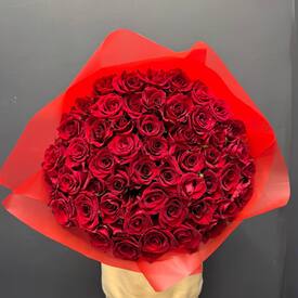 Букет из 51 красной розы Кения 50см