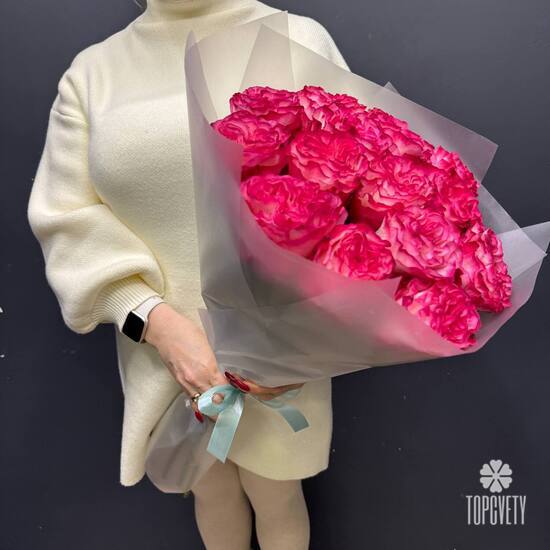 Букет из 15 пиновидных роз Эквафдор 50см