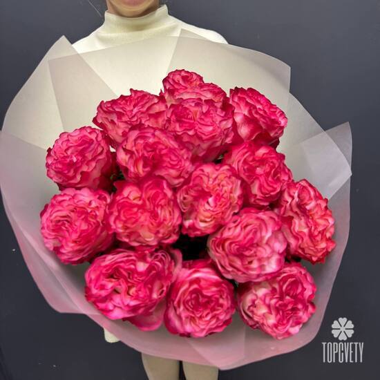 Букет из 15 пиновидных роз Эквафдор 50см