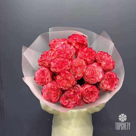 Букет из 15 пиновидных роз Эквафдор 50см