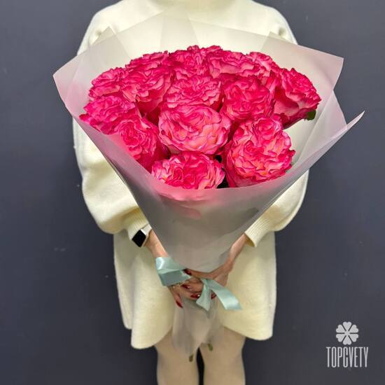 Букет из 15 пиновидных роз Эквафдор 50см