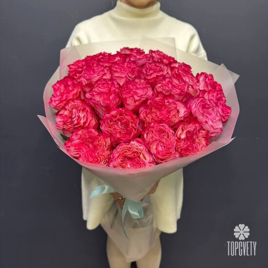 Букет из 25 пиновидных роз Эквафдор 50см