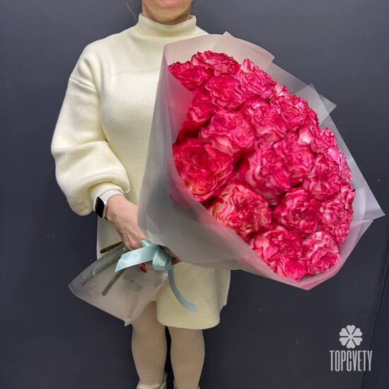 Букет из 25 пиновидных роз Эквафдор 50см