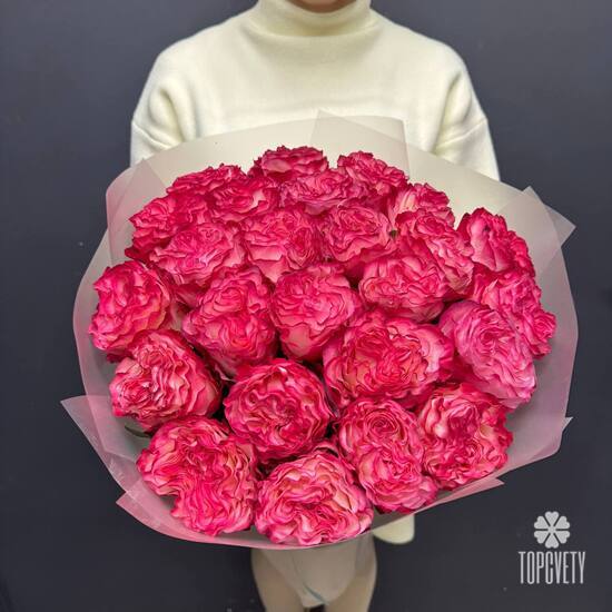 Букет из 25 пиновидных роз Эквафдор 50см