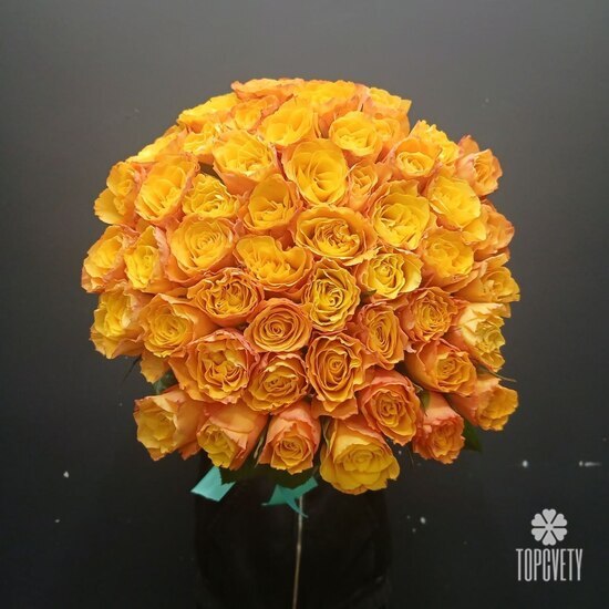 Букет из 51 оранжевых роз Кения 35см