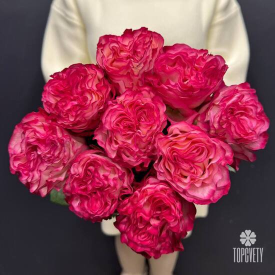 Букет из 7 пионовидной розы Эквадор 50см